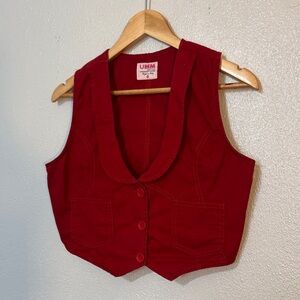 Vintage UMM Underground Music Movement Red Button Cropped Vest Waistcoat Italy M